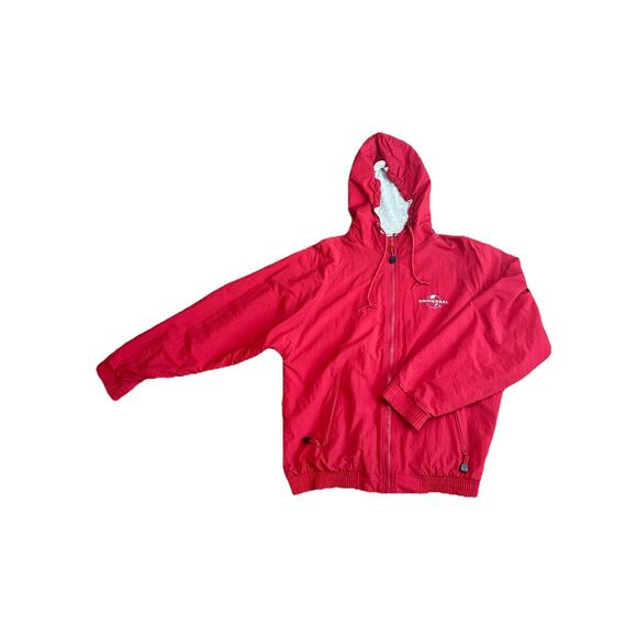 Universal Studios Adult Small Red Jacket Full Zip Hoodie Rain Windbreaker - Picture 2 of 9